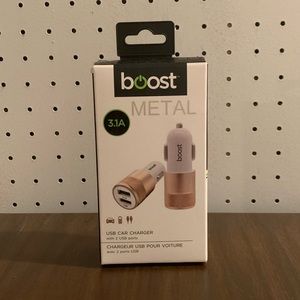 🚗 [4 FOR $25] BOOST METAL ROSE GOLD DUAL USB CAR CHARGER 🚗